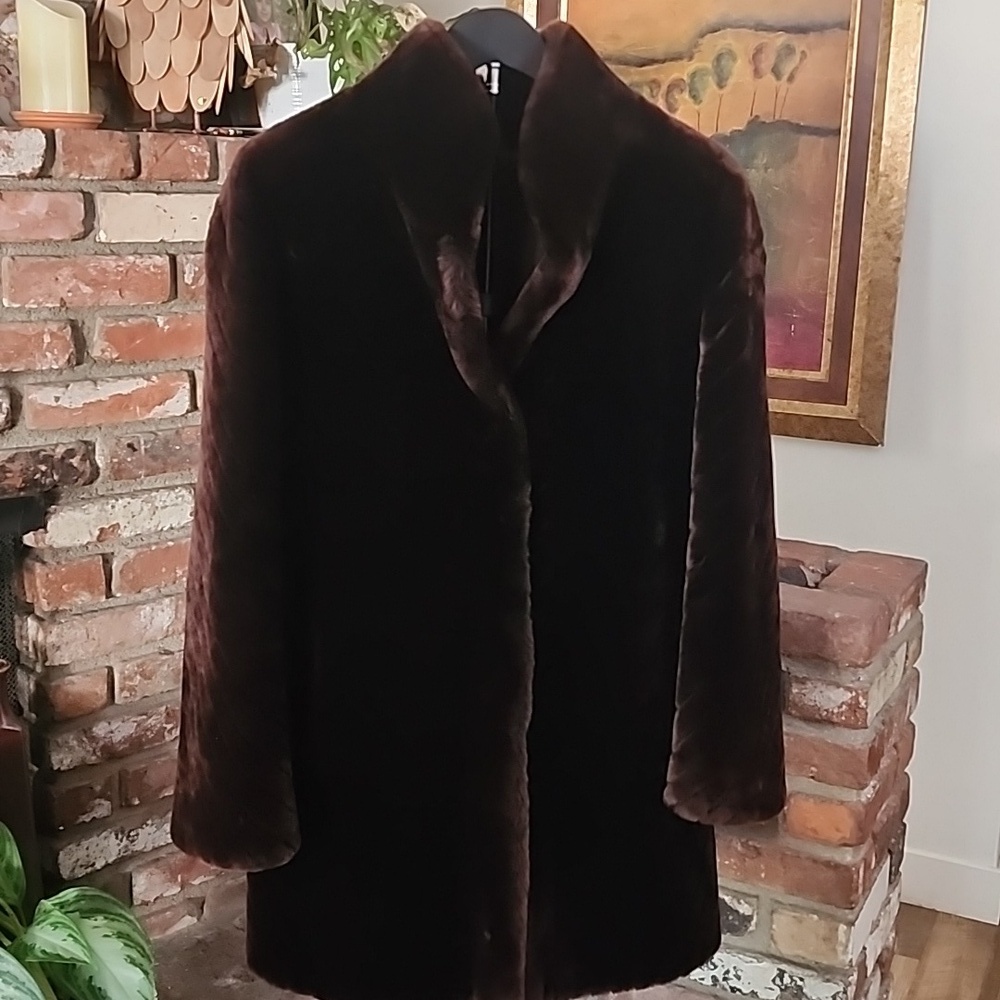 Vintage Pellicceria Canali Milano Dark Brown Mouton Lamb Fur Coat Italy - Picture 2 of 14